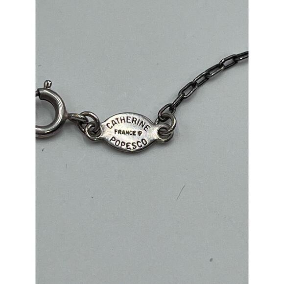 Catherine Popesco Vintage Art Round Gray Crystal Pewter Tone Necklace - Picture 15 of 15